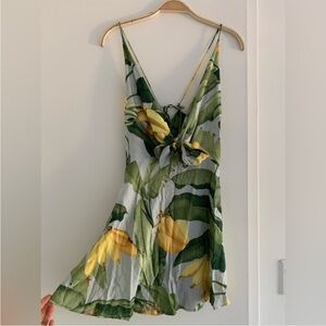 Farm Rio Green & Yellow Tropical Tie-Front Sundress